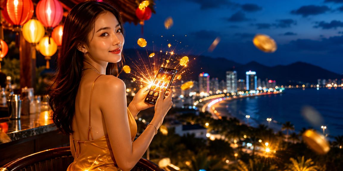 Giao diện slot game trên ứng dụng 8100 với đèn lồng Hội An